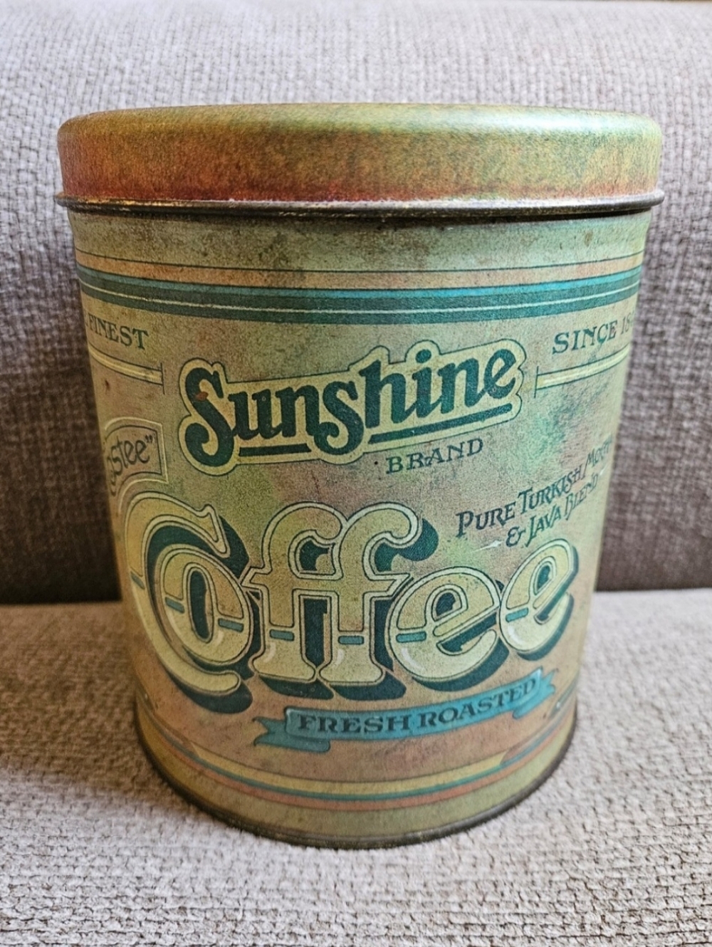 Sunshine  Vintage Green Coffee Tin